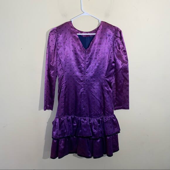 VNTG purple polka dot party dress L - Picture 3 of 5